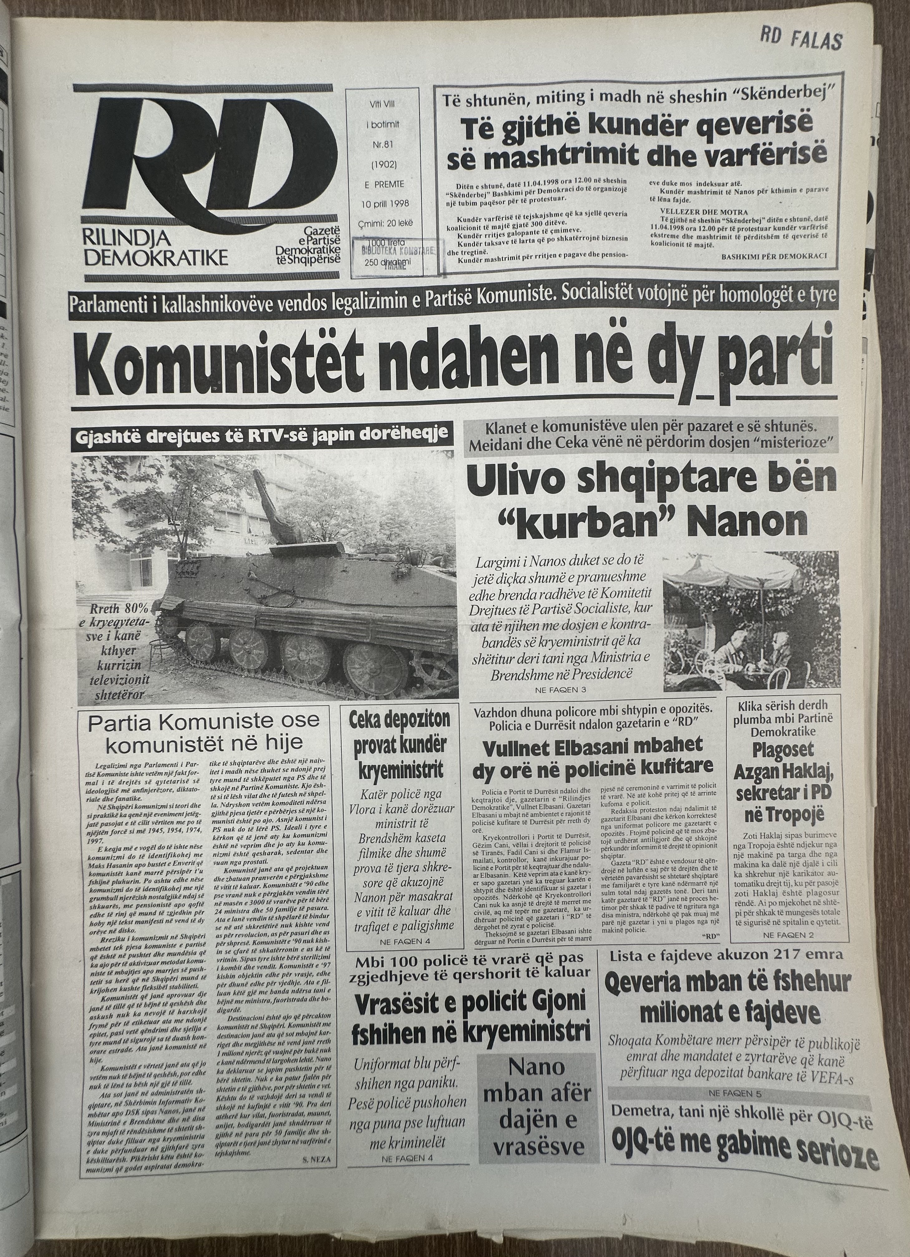 Rilindja Demokratike 1998-04-10